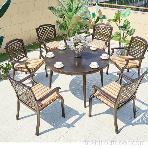 Chaises de table de jardin en fer forgé Ensemble de salle à manger de jardin